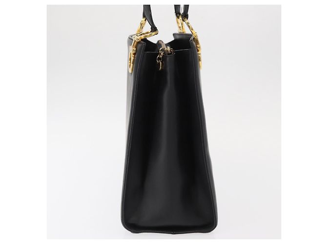 Borsa Tote Gancini in pelle nera e oro Salvatore Ferragamo Auth 157259 Nero D'oro - vista 4
