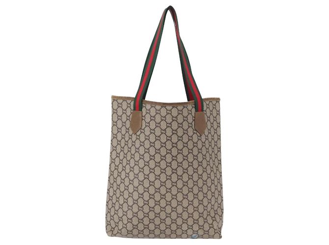 Borsa tote in PVC beige e oro della linea Sherry GG Plus Supreme di GUCCI Auth BA9029 D'oro - vista 2