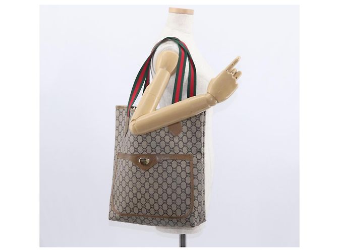 Borsa tote in PVC beige e oro della linea Sherry GG Plus Supreme di GUCCI Auth BA9029 D'oro - vista 22