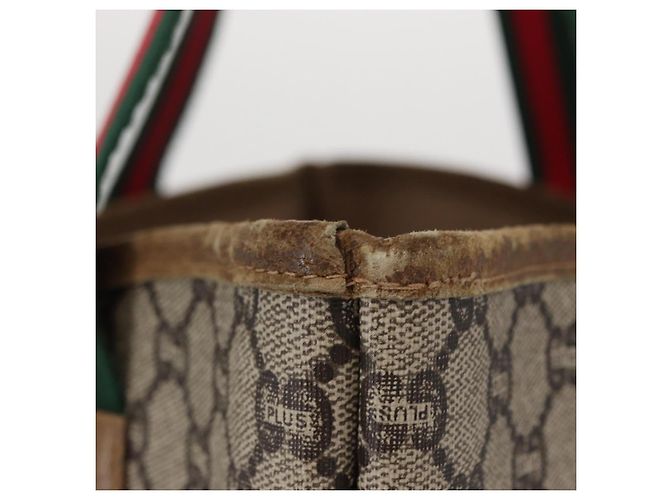 Borsa tote in PVC beige e oro della linea Sherry GG Plus Supreme di GUCCI Auth BA9029 D'oro - vista 4