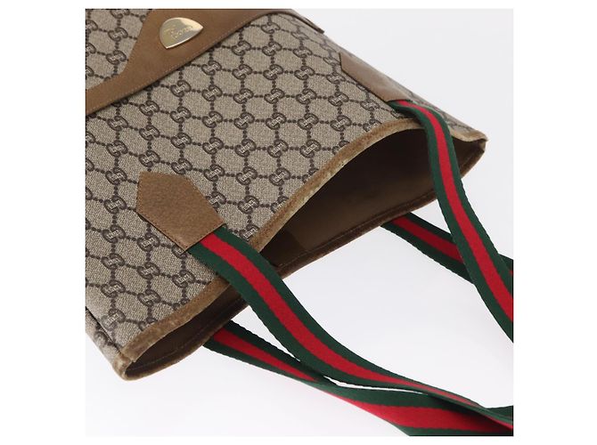 Borsa tote in PVC beige e oro della linea Sherry GG Plus Supreme di GUCCI Auth BA9029 D'oro - vista 8