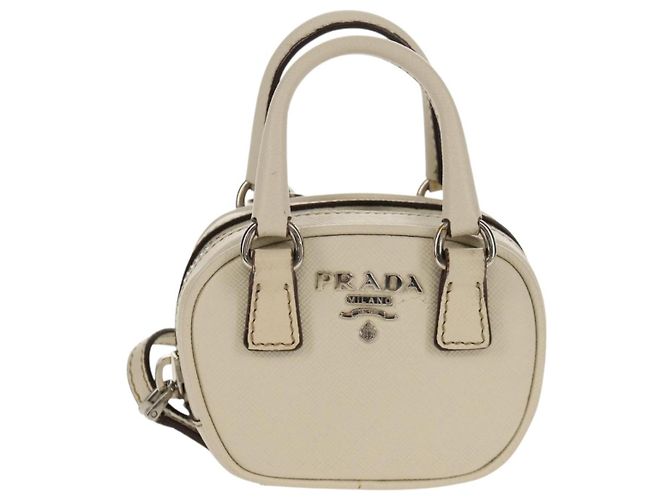 Saffiano Prada Pochette Safiano Avorio Argento Auth 157955V Crudo - vista 13