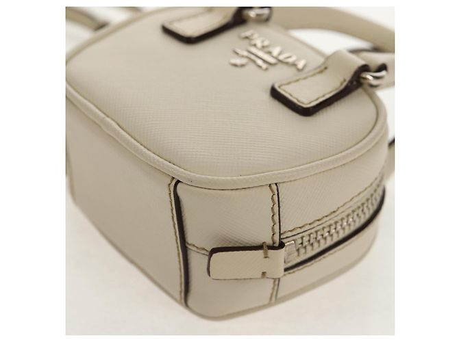 Saffiano Prada Pochette Safiano Avorio Argento Auth 157955V Crudo - vista 16