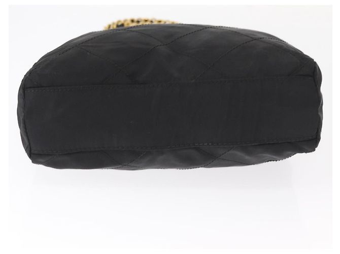Bolsa de Ombro com Corrente PRADA em Nylon Preto e Dourado Auth bs32069 - vista 5