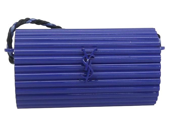 Saint Laurent Borsa a spalla Cassandra in plastica blu Auth 159447SAV - vista 13