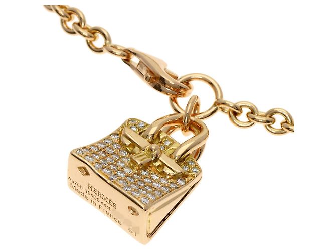 Bracciale Amulet Birkin con diamante Hermès in oro rosa 18K - vista 2