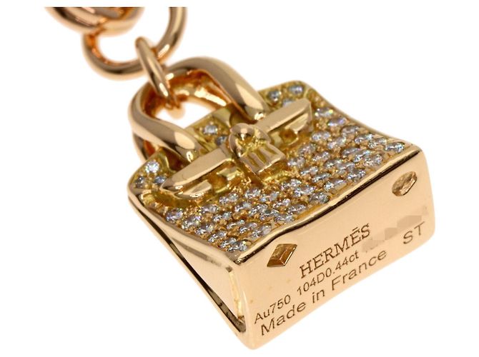 Bracciale Amulet Birkin con diamante Hermès in oro rosa 18K - vista 7