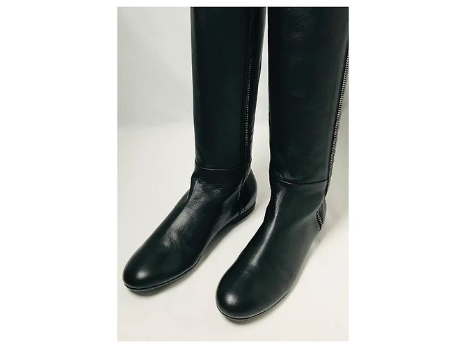 Giuseppe Zanotti Botas altas de cuero negro - vista 2