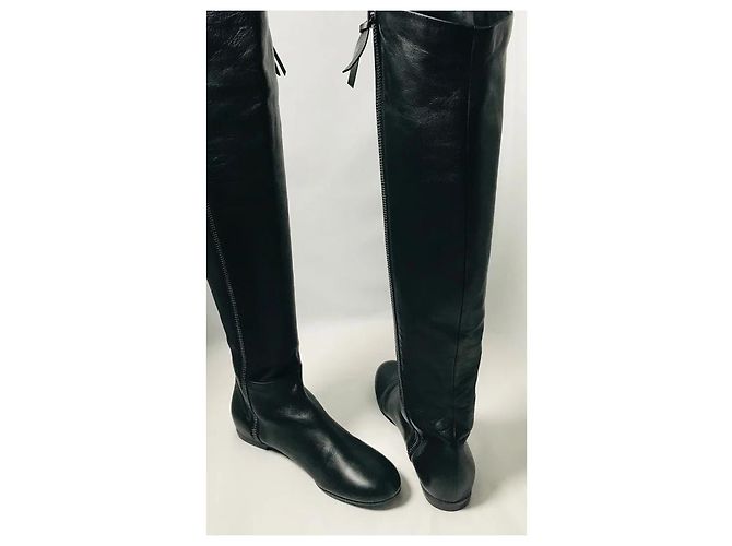 Giuseppe Zanotti Botas altas de cuero negro - vista 4