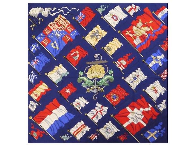 Silk In Carré 90 Schiffsflagge Schal von Hermès Marineblau - Ansicht 3
