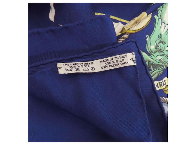 Silk In Carré 90 Schiffsflagge Schal von Hermès Marineblau - Ansicht 5