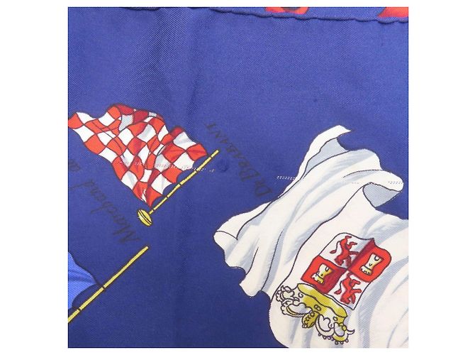 Silk In Carré 90 Schiffsflagge Schal von Hermès Marineblau - Ansicht 6