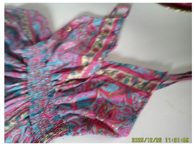 Autre Marque Abito in seta blu con stampe oro e rosa Multicolore - vista 6