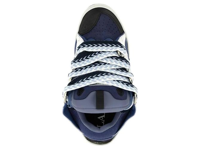 Sneakers Lanvin Curb in pelle di cervo bianco e blu navy 43 - vista 3