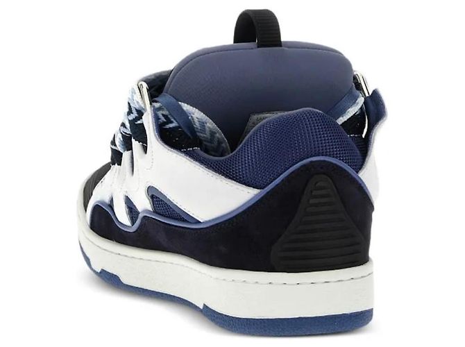 Sneakers Lanvin Curb in pelle di cervo bianco e blu navy 43 - vista 4