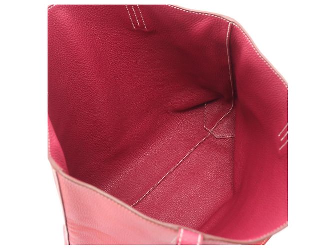 Borsa tote Hermès Double Sens 45 Rosa Bordò - vista 3
