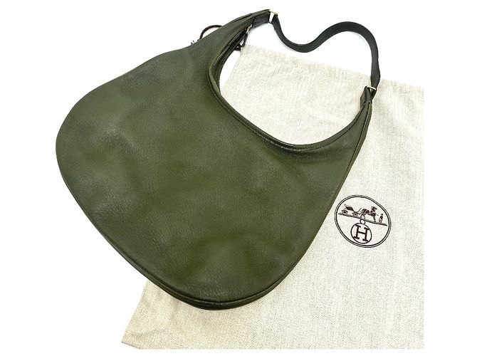 Borsa Gao Hermès, Borsa in pelle khaki Cachi - vista 14