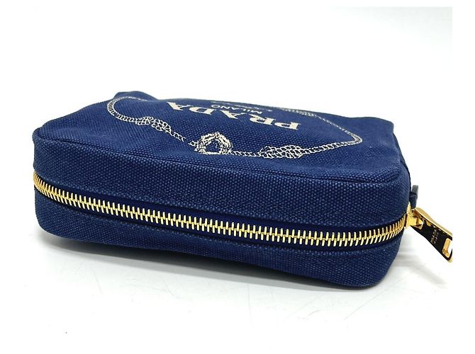 Kosmetiktasche aus Canapa mit Logo-Druck Prada 1NA021 Blau - Ansicht 10