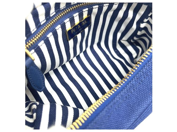 Kosmetiktasche aus Canapa mit Logo-Druck Prada 1NA021 Blau - Ansicht 11