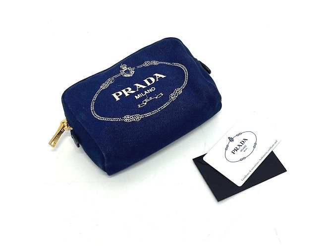 Kosmetiktasche aus Canapa mit Logo-Druck Prada 1NA021 Blau - Ansicht 13
