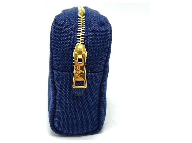 Kosmetiktasche aus Canapa mit Logo-Druck Prada 1NA021 Blau - Ansicht 3