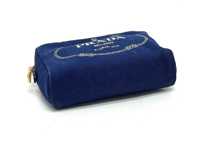 Kosmetiktasche aus Canapa mit Logo-Druck Prada 1NA021 Blau - Ansicht 4