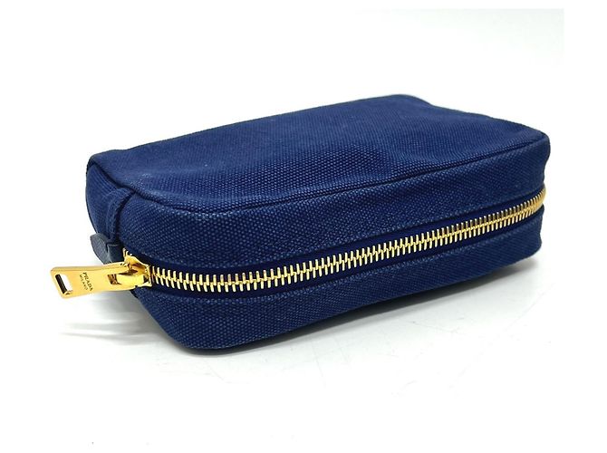 Kosmetiktasche aus Canapa mit Logo-Druck Prada 1NA021 Blau - Ansicht 6