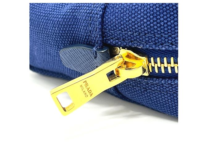 Kosmetiktasche aus Canapa mit Logo-Druck Prada 1NA021 Blau - Ansicht 7