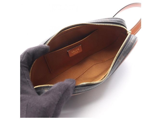 Céline Mini borsa a tracolla Triomphe in pelle Celine Marrone Nero Multicolore - vista 3