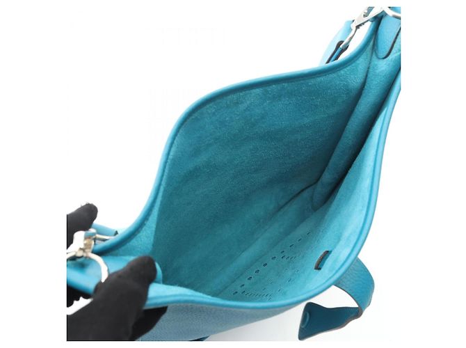 Borsa a Spalla Hermès Evelyn 3 Trois GM Blu - vista 3