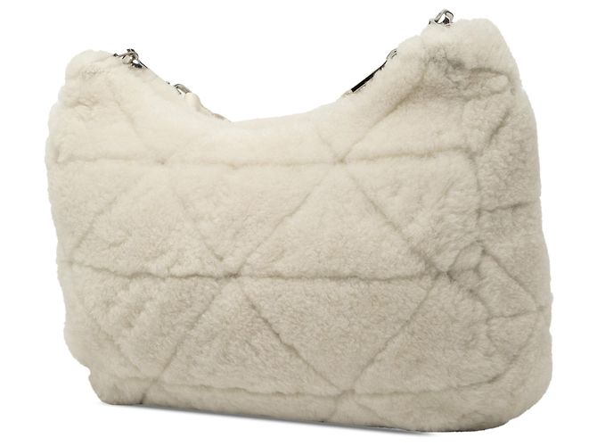 Prada White Quilted Shearling Padded Crossbody Cream - view 2