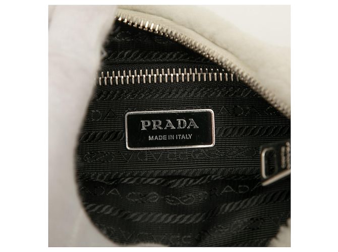 Prada White Quilted Shearling Padded Crossbody Cream - view 5