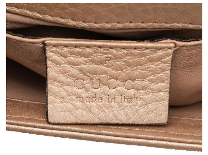 Gucci Mini in Pelle Metallica Marrone Bamboo Night Carne - vista 5