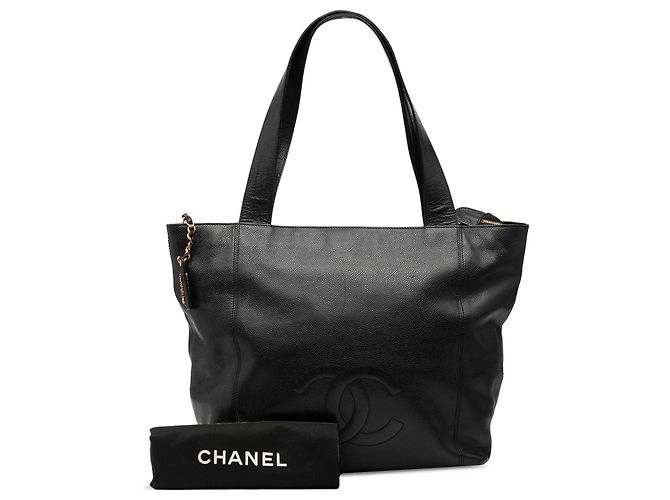 Chanel Schwarze CC Caviar Tote - Ansicht 8