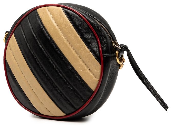 Gucci Mini GG Marmont in pelle nera matelassé Torchon rotondo a tracolla Nero - vista 2