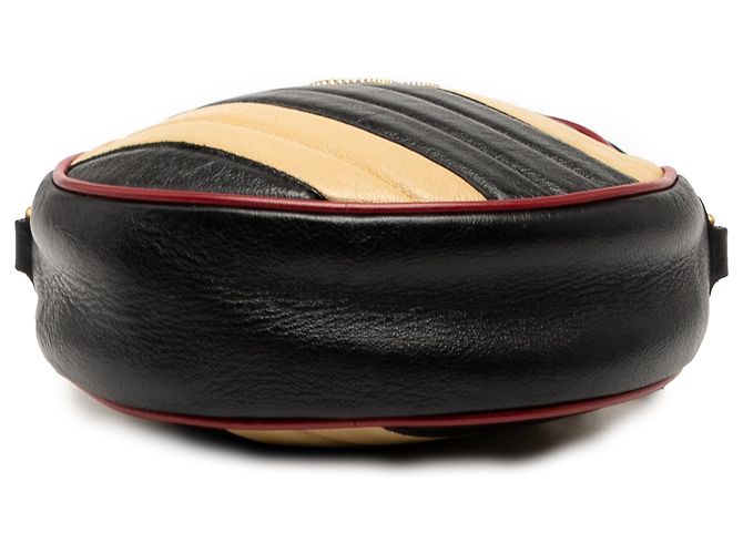 Gucci Mini GG Marmont in pelle nera matelassé Torchon rotondo a tracolla Nero - vista 3