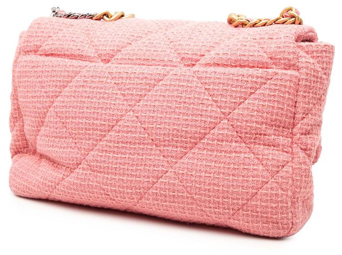Chanel Maxi Tweed 19 Flap Rosa - vista 2