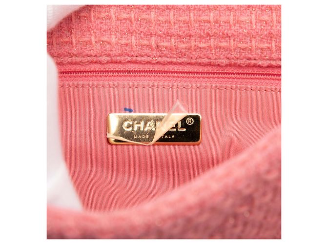 Chanel Maxi Tweed 19 Flap Rosa - vista 5