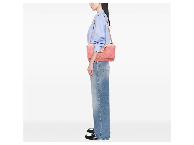 Chanel Maxi Tweed 19 Flap Rosa - vista 7