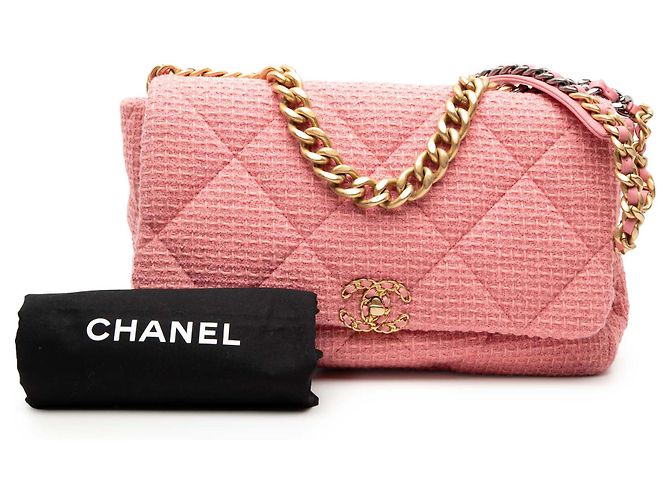 Chanel Maxi Tweed 19 Flap Rosa - vista 8