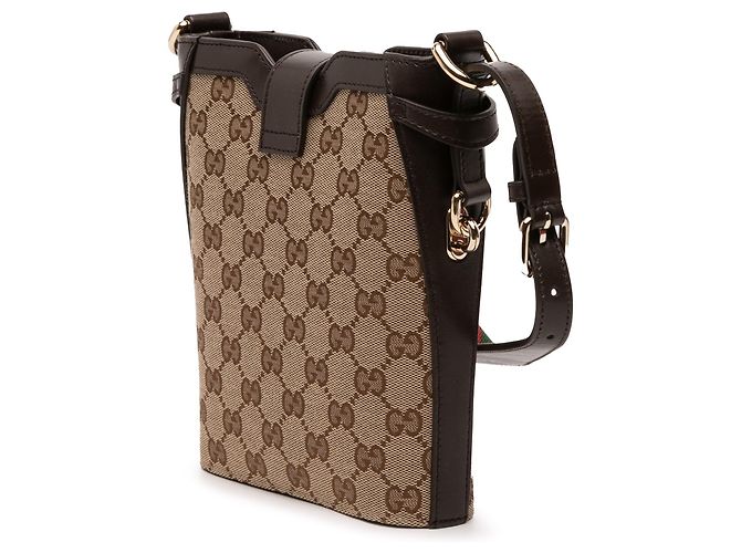 Borsa a secchiello mini GG in tela marrone Gucci Beige - vista 2
