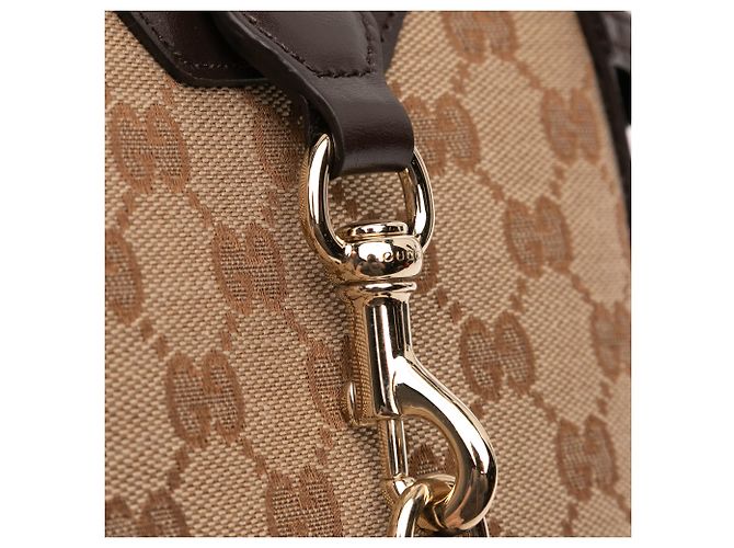 Borsa a secchiello mini GG in tela marrone Gucci Beige - vista 7