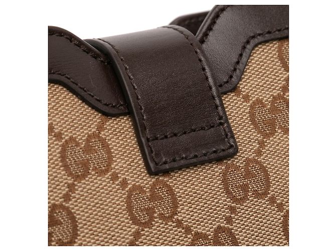 Borsa a secchiello mini GG in tela marrone Gucci Beige - vista 8
