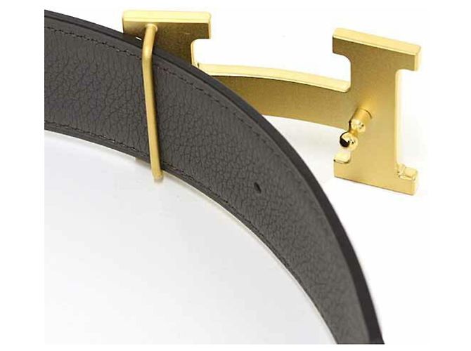 Cintura in pelle Hermès nera e dorata Nero D'oro - vista 4