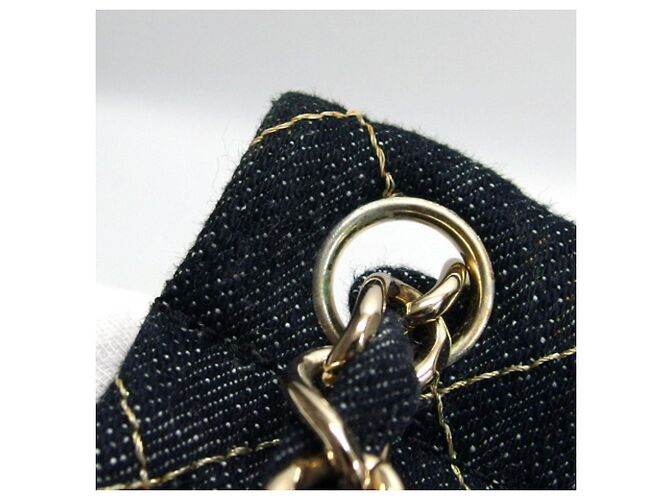 Borsa a spalla con catena in denim matelassé scintillante Chanel - vista 10