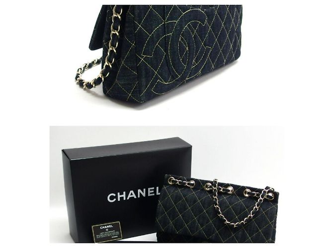 Borsa a spalla con catena in denim matelassé scintillante Chanel - vista 4