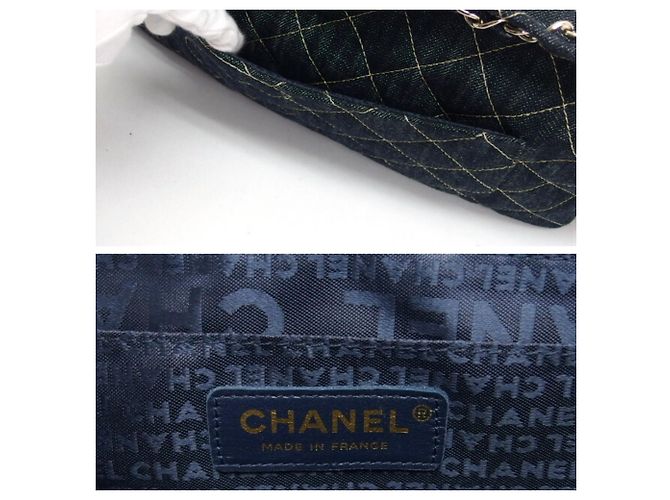 Borsa a spalla con catena in denim matelassé scintillante Chanel - vista 6