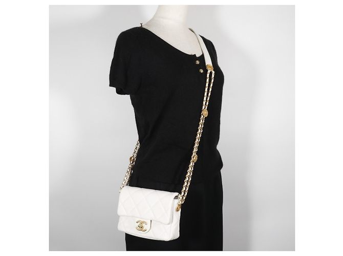 Borsa a Spalla Chanel Matelassé Bianca Bianco - vista 15