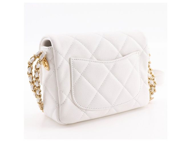 Borsa a Spalla Chanel Matelassé Bianca Bianco - vista 3