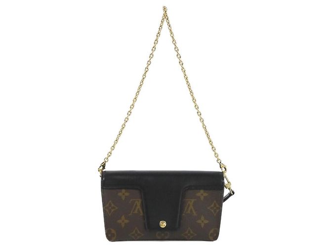 Borsa a spalla Louis Vuitton Monogram con lucchetto sulla tracolla Marrone Nero - vista 2